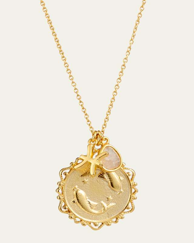 Zodiac Charm Necklace w/ Moonstone